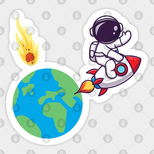 Cute Astronaut Escape Earth Before It Ends Sticker by Lab Of Creative Chaos